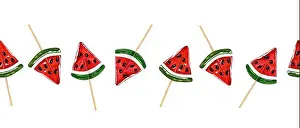 Intense Prints: Juicy caramel watermelon slices with chocolate seeds