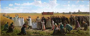 French Painting Prints: Jules Breton's 1857 painting, The Blessing of the Wheat in Artois