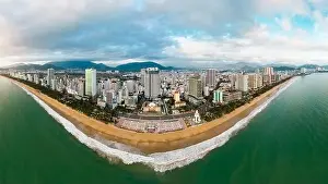 Beautiful Beach Prints: July 4, 2023: panoramic view of the coastal city of Nha Trang, Vietnam