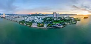 Beautiful Beach Prints: July 4, 2023: panoramic view of the coastal city of Nha Trang, Vietnam