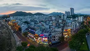 Beautiful Beach Prints: July 4, 2023: panoramic view of the coastal city of Nha Trang, Vietnam