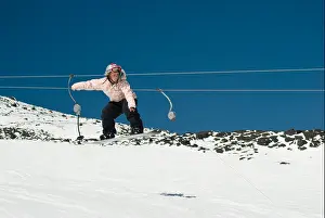 Snowboard Prints: Jumping snowboarder at Turoa ski fields, Ruapehu, Tongariro National Park, New Zealand