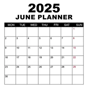 To Do Prints: June 2025 Calendar. Week starts on Monday