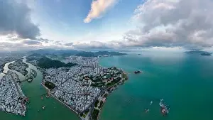 Beautiful Beach Prints: June 5, 2023: panoramic view of the coastal city of Nha Trang, Vietnam