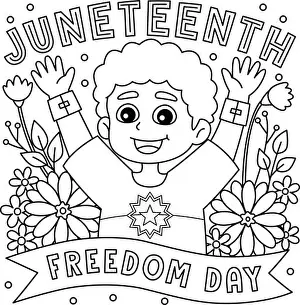 Black History Month Prints: Juneteenth Freedom Day Coloring Page for Kids