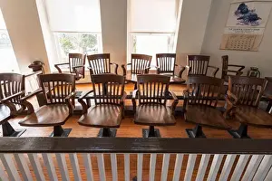Absence Prints: Jury box in the courtroom of the Old Monroe County Courthouse