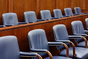 Courthouse Prints: Empty Jury Seats in Courtroom