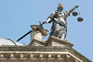 Anthropomorphic Prints: Justice holding her sword and scales