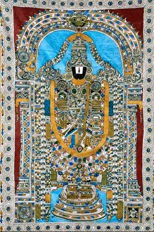 Dinodia Prints: Kalamkari painting God Lord Venkateswara Tirupati Balaji India Asia