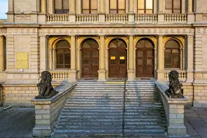 Massive Prints: Kaliningrad, the entrance to the historic building of the Konigsberg Stock Exchange with the figures of lions