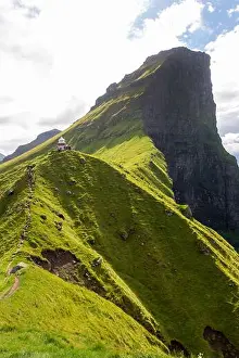 Faroe Islands Prints: Kallur Ligthouse and Mount Borgarin on Kalsoy Island, Faroe Islands