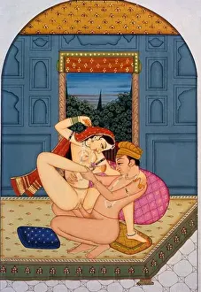 Pleasure Prints: Kama Sutra ; Kamasutra ; Erotic Indian miniature painting 1800 AD ; Rajasthan ; India ; Asia