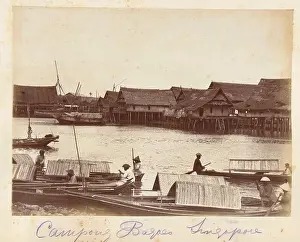 Water View Prints: Kampong in Singapore, seen from the water; Campong Bagoes Singapore
