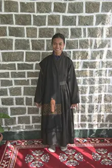 Wrap Prints: Kancha, traditional Ladakhi women's robe, Diskit, Nubra Valley, Ladakh, India