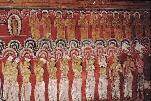 Complexity Prints: Kandyan painting: Dambulla. A procession of Arahats and lay devotees. Sri Lanka