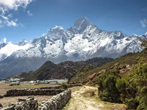 Grandeur Prints: Kangtega (6783m) (L) and Thamserku (6608m) from Khumjung, Khumbu