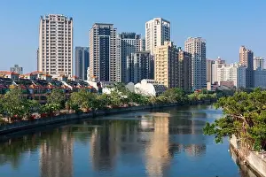 Kaohsiung, Taiwan residential high rises cityscape on Love River