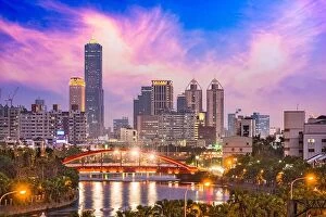 Images Dated 13th March 2017: Kaohsiung, Taiwan Skyline at twilight