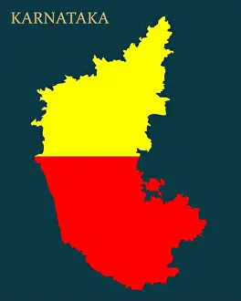 Karnataka state map with Karnataka official flag