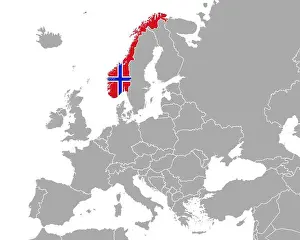 Hintergrund Prints: Karte und Fahne von Norwegen in Europa
