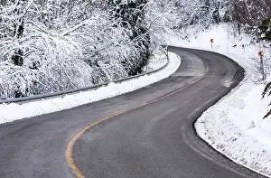 KARTEPE, KOCAELI, TURKEY. Beautiful winter landscape. Winter snowy forest with road