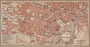 Frontiers Prints: KASSEL CASSEL antique town city stadtplan. Hesse. Germany karte, 1900 old map