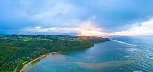 Kauai North Shore Princeville Napali Coast Sunset Panorama