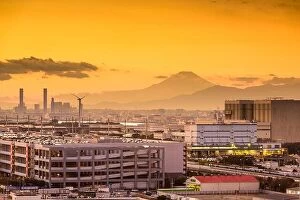 Images Dated 18th December 2015: Kawasaki, Japan factories and Mt. Fuji