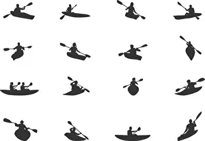 Kayaking Prints: Kayak silhouettes, Canoe silhouette