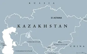 Turkmenistan Prints: Kazakhstan political map with capital Astana
