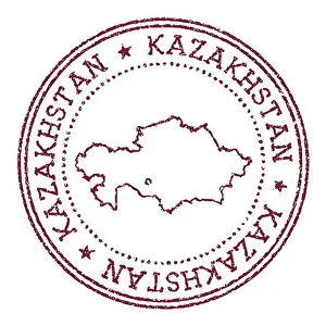 Tutor Prints: Kazakhstan round rubber stamp with country map
