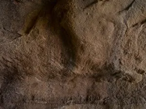 Khmer Prints: Kbal Spean carvings in a cave above the river, northeast of Angkor. Siem Reap, Cambodia