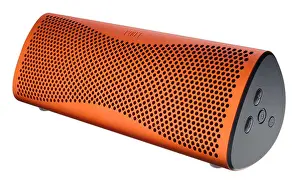 Portable Prints: KEF Muo wireless bluetooth speaker in orange aluminium