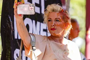 Lgbt Prints: Kellie-Jay Keen -Minshull (aka Posie Parker) filming crowd after assault