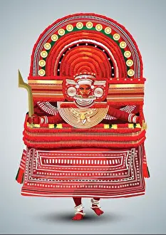 Folk Art Prints: Kerala traditional folk dance Theyyam full size vector illustration design