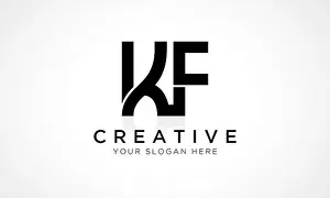 Negative Space Prints: KF Letter Logo Design Vector Template