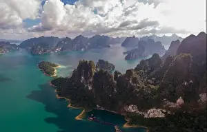 Khao Sok Thailand, drone aerial view over the lake