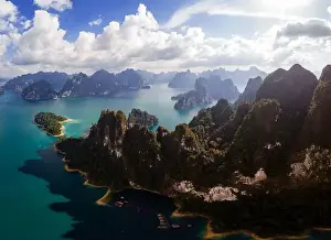 Thani Prints: Khao Sok Thailand, Scenic mountains on the lake in Khao Sok National Park