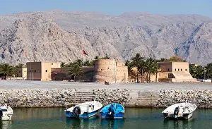 Khasab Fort in Musandam governorate of Oman surrounded by sandstone