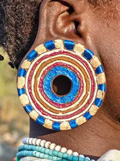 Ethnology Prints: Kibish, Ethiopia - 12 August 2025: portrait of Suri tribe woman at Kibish on Ethiopia