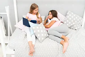Pajamas Prints: Kids prepare go to bed. Pleasant time cozy bedroom