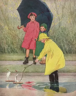 Playtime Prints: Kids in the Rain