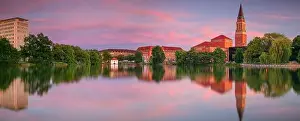 Urban Skyline Prints: Kiel, Germany. Panoramic cityscape image of downtown Kiel