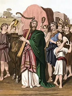 King David playing before the Ark David and all the house of Israel brought up the Ark of the Lord with shouting