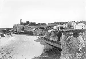 Kingsgate Castle and the beach, Broadstairs, Kent, 1890-1910
