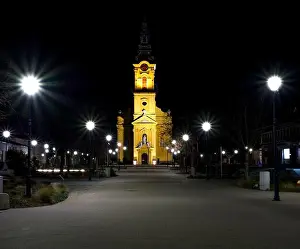Street Lights Prints: Kiskunfélegyháza templom church night