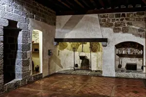 Fireplace Prints: Kitchen of the castle house where San Ignacio de Loyola was born from 14th century Mudejar art in Azpeitia