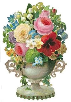 Images Dated 12th December 2023: kitsch/cards/souvenir, flower vase, scrap-picture, Germany, 1863