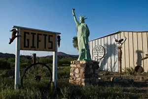 Gifts Prints: A kitschy replica of the Statue of Liberty at a gift shop in West Texas