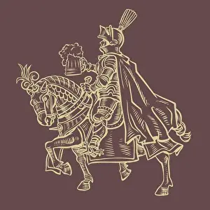 Brewery Prints: A knight in armor on an armored horse holds a mug of foamy beer